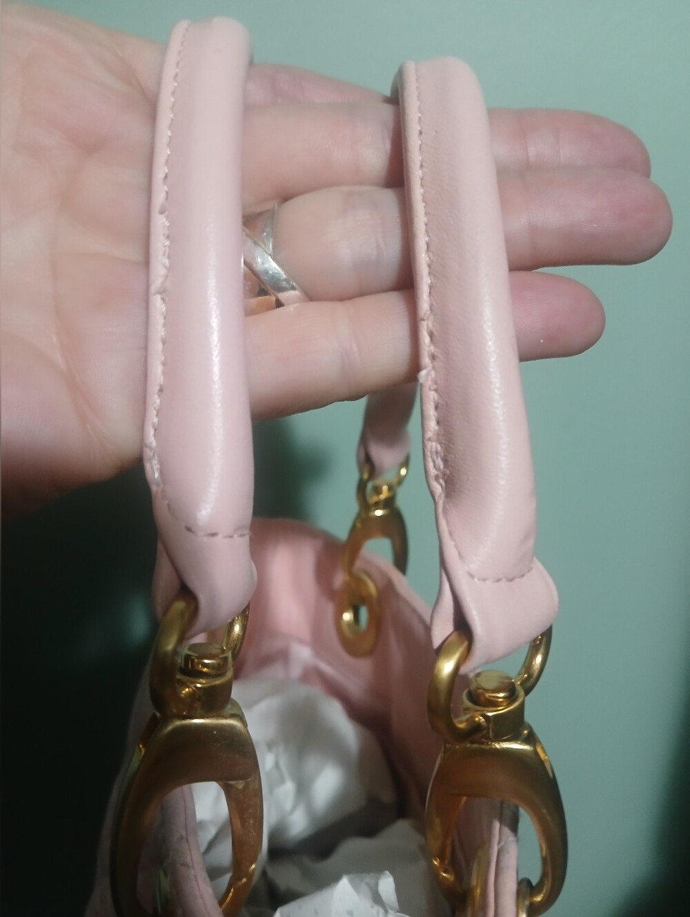 EUC Quilted Pink Leather Bucket Satchel - Picture 5 of 7